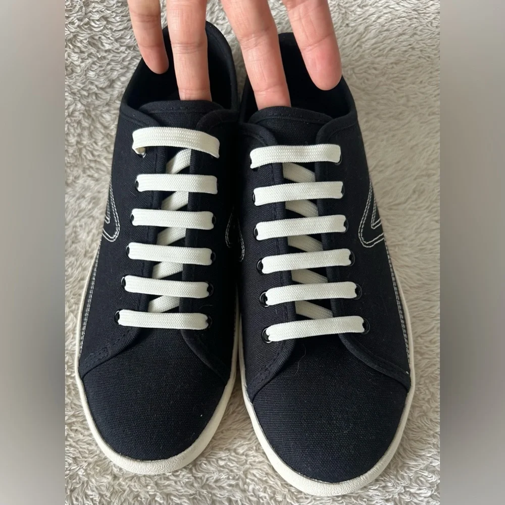 RAG & BONE Black Canvas Court Sneaker size 39